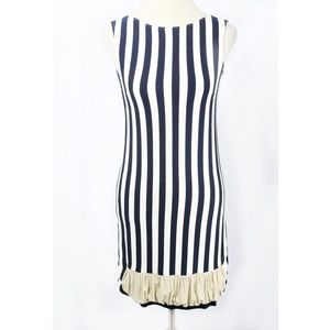 JULIE HAUS Navy & White Striped Bubble Hem Dress